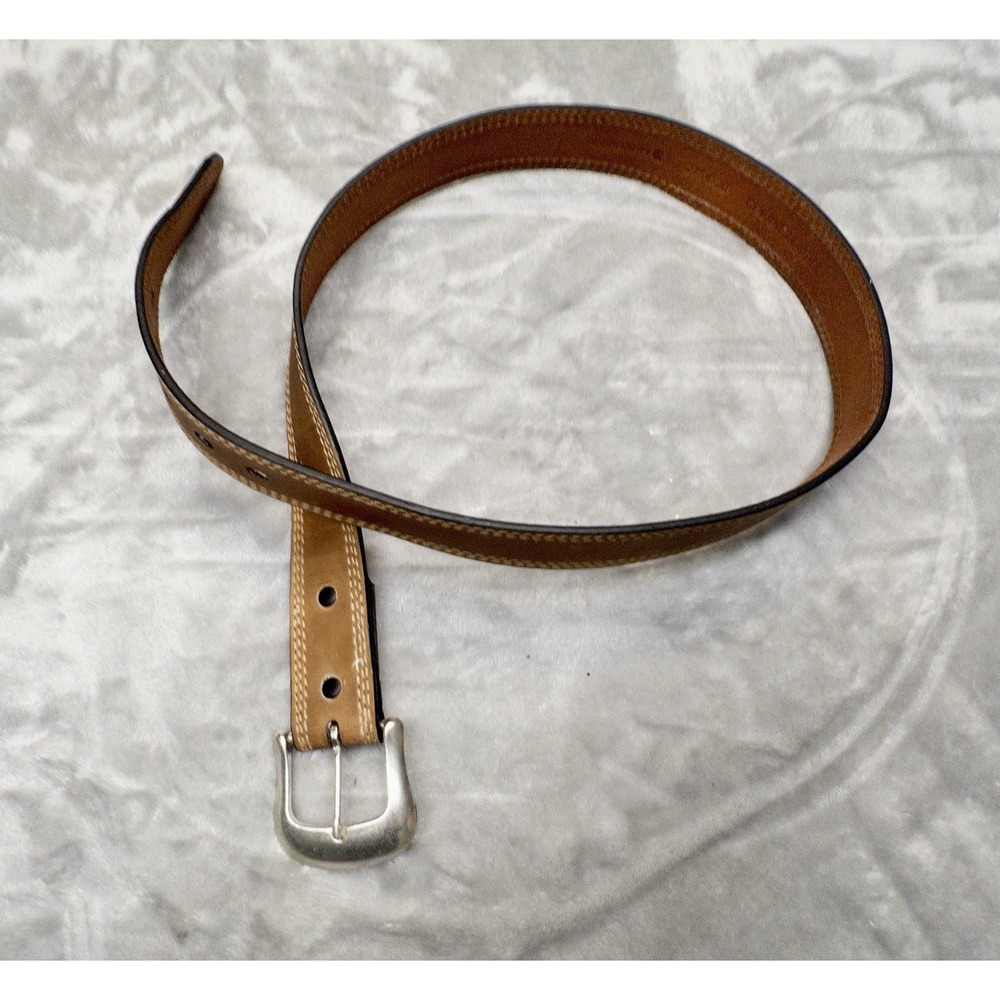 CARHARTT Belt Brown Full Grain Leather 2754-20 Men's Roller Belt Sz 38
